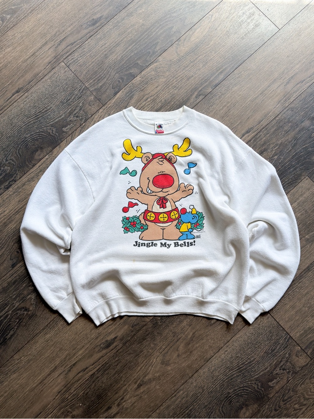 Jingle My Bells Christmas Sweatshirt Men’s XL Funny Reindeer Graphic Vintage 90s